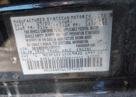 2020 Nissan Sentra S Xtronic Cvt from USA, damaged, VIN 3N1AB8BV6LY291011